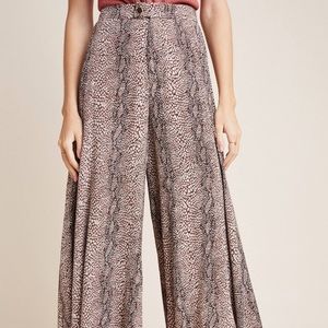 Anthropologie Snake Print Wide Leg Pants